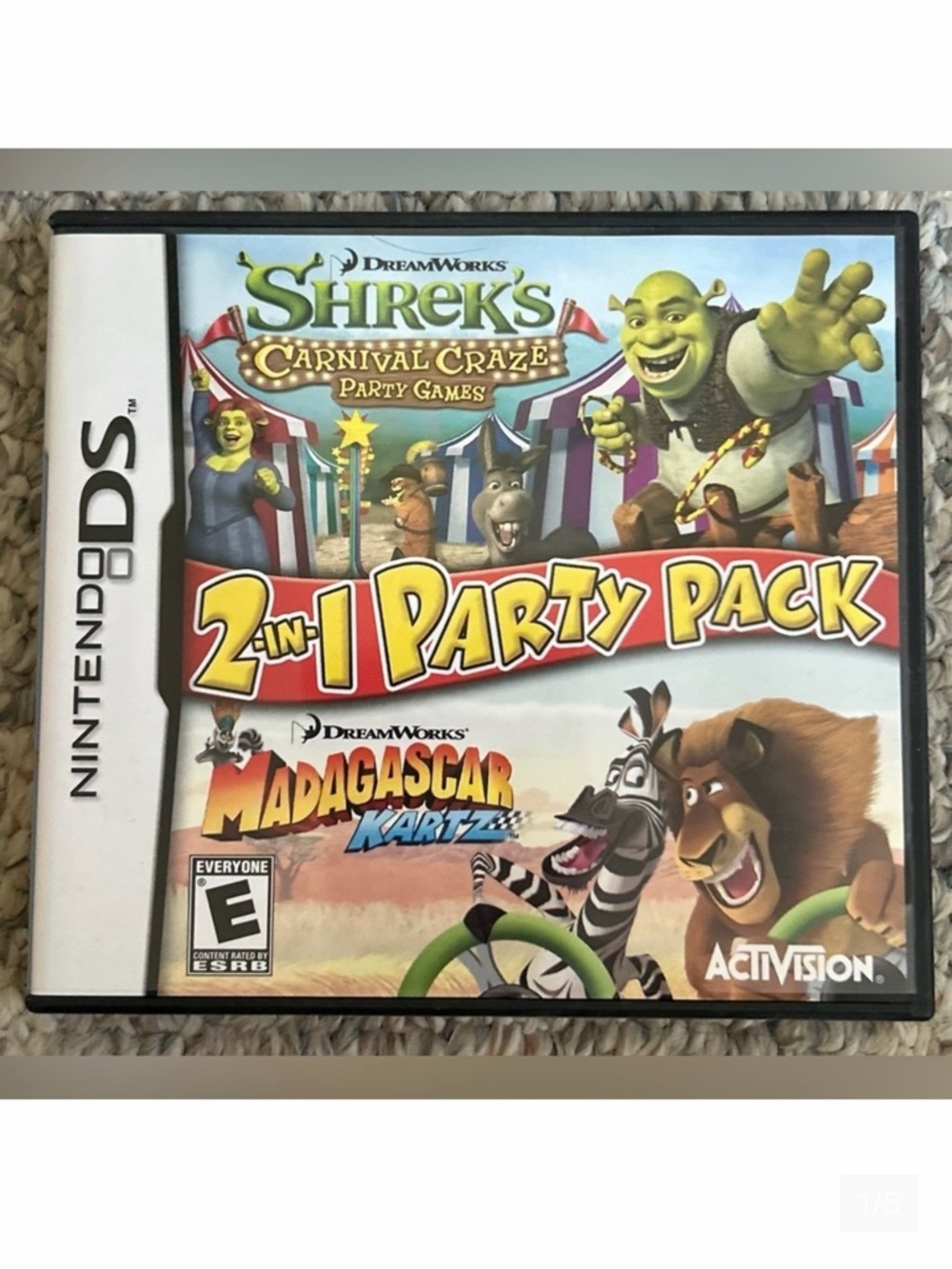NintendoDS Shrek and Madagascar 2 in 1 Party Pack Dreamworks EUC 2010